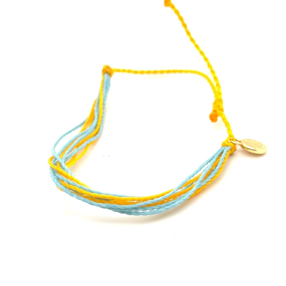 Pura Vida Original String Bracelet Blue Yellow Wax Coated Waterproof Boho Charm